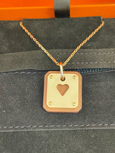 Load image into Gallery viewer, Hermes Rose Gold Plated Necklace With Swift Leather Pendant
