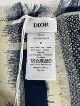 Load image into Gallery viewer, Christian Dior Silk Cotton Blue/Ivory Scarf
