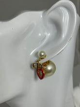 Load image into Gallery viewer, Christian Dior Tribal Pearl Earrings CD &amp; Heart 2 Pc Earring
