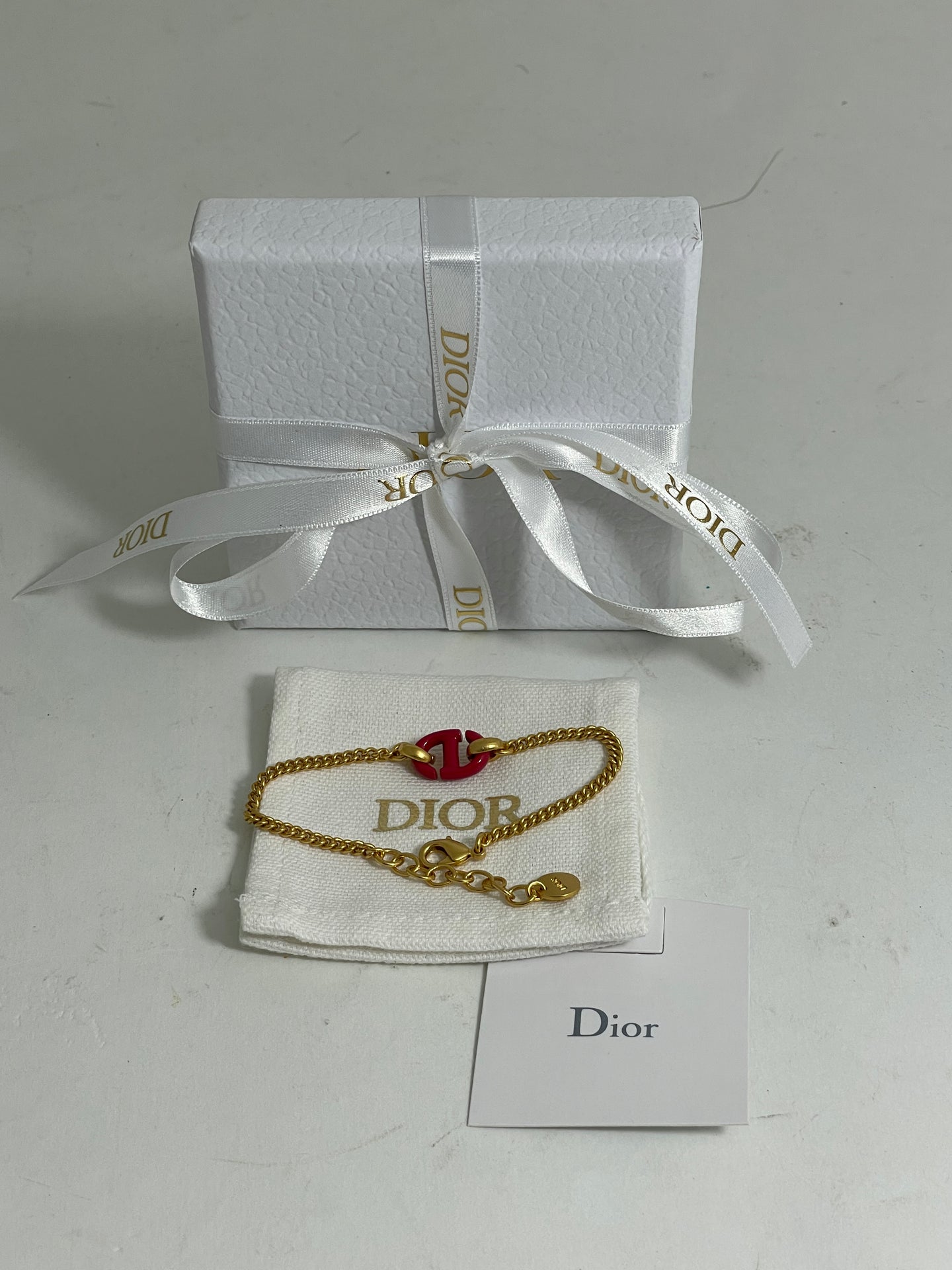 Christian Dior CD Pink Gold Chain Bracelet