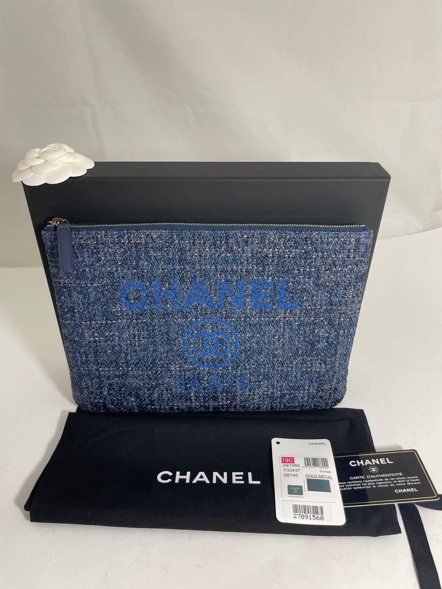 Chanel Denim Tweed Medium O case Clutch