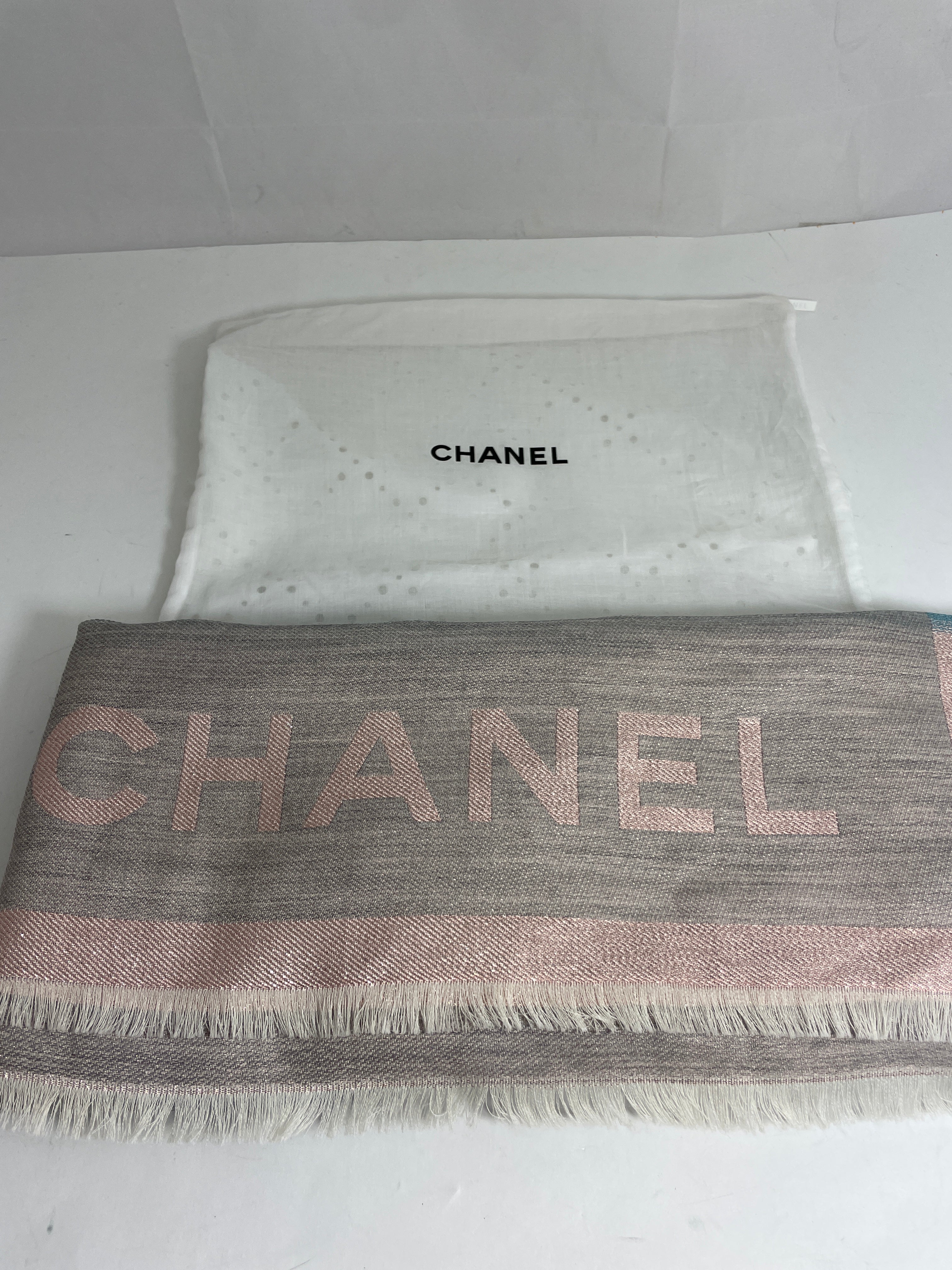 Chanel Cashmere Silk Metallic Wrap Scarf – The Millionaires Closet
