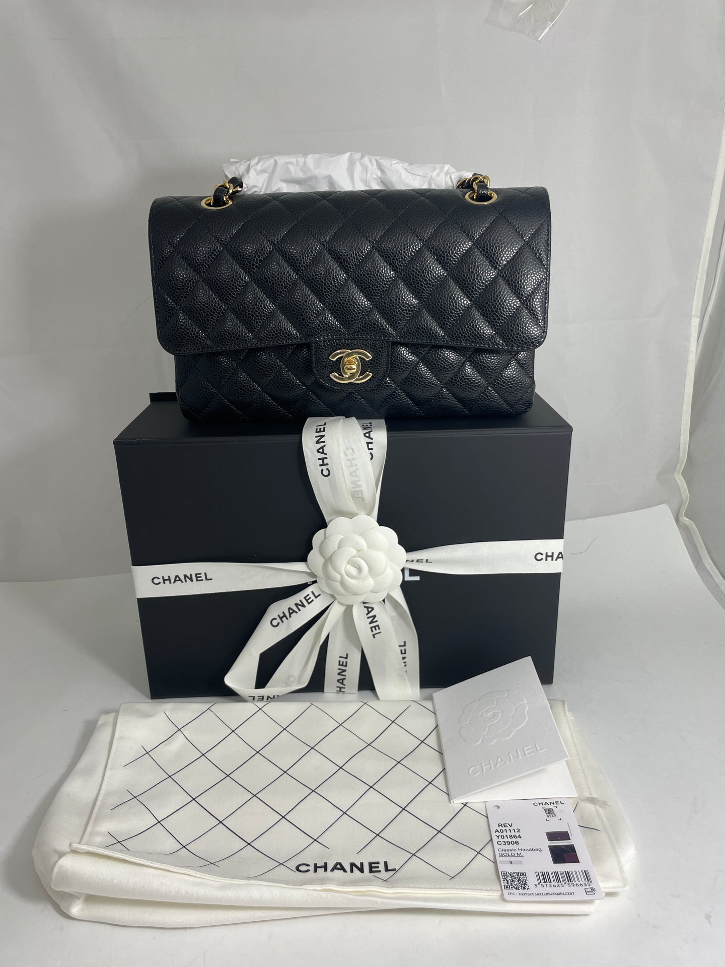 Chanel Classic Black Caviar Double Flap Medium Handbag – The