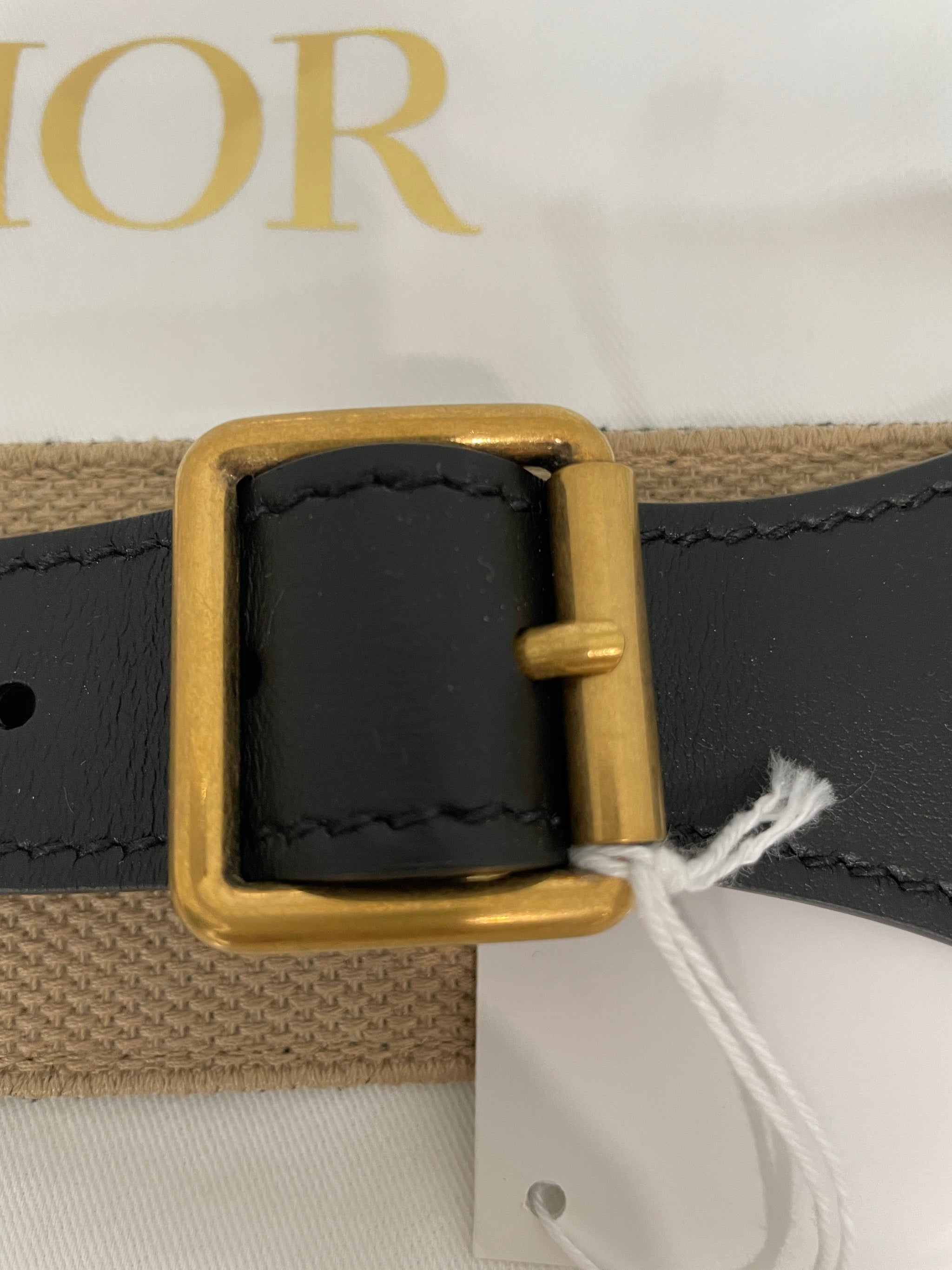 Dior Black/Beige Wide Canvas Embroidered Belt – The  display picture 1