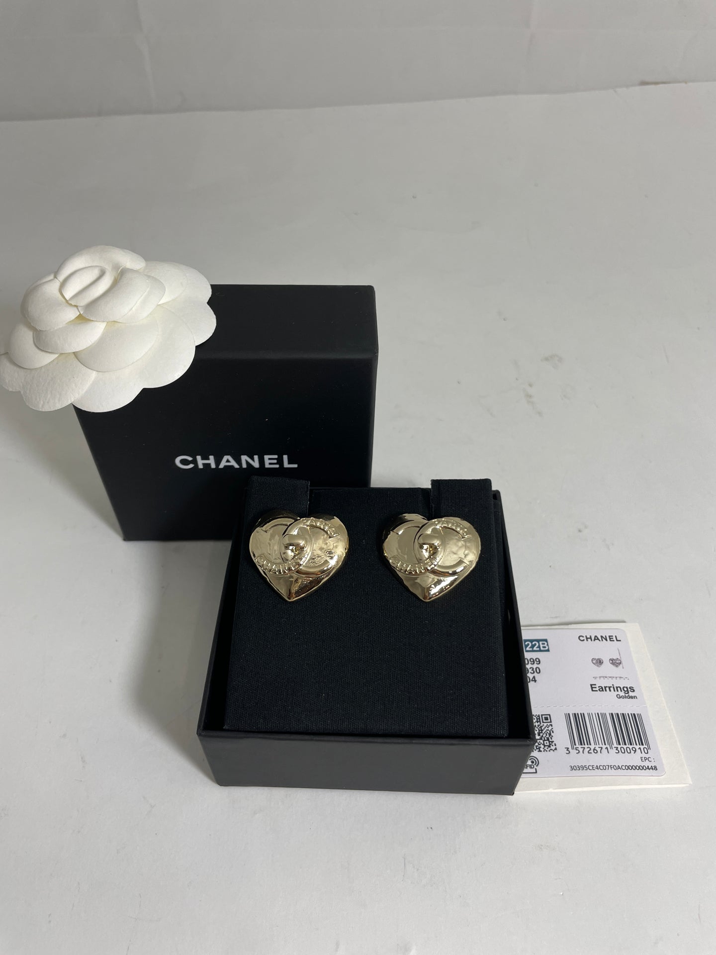 Chanel Big CC Heart Stud Earrings