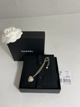 Load image into Gallery viewer, Chanel CC Gold Tone Heart Pearl Crystal Charm Bracelet
