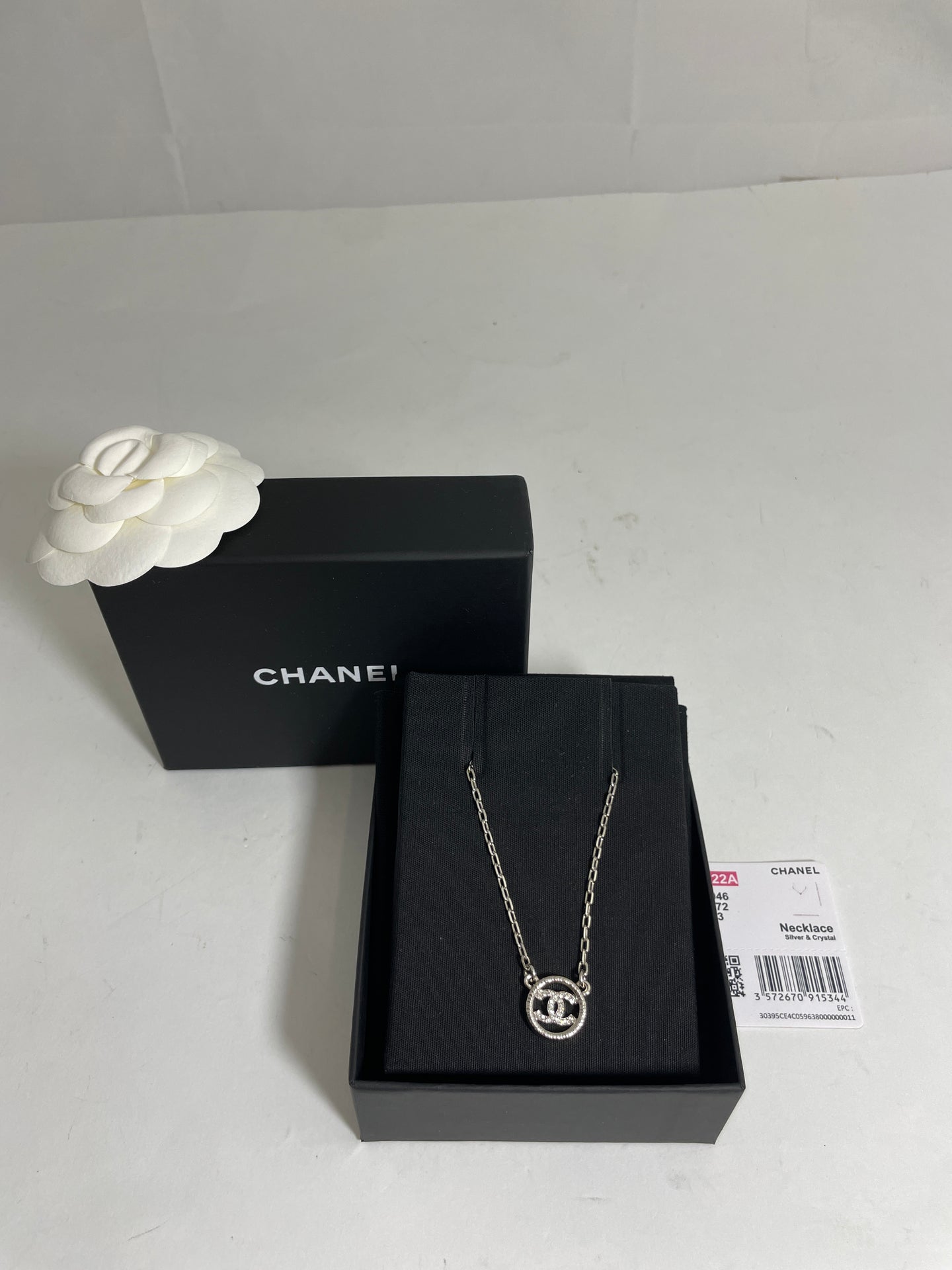 Chanel CC Micro Silvertone CC Necklace