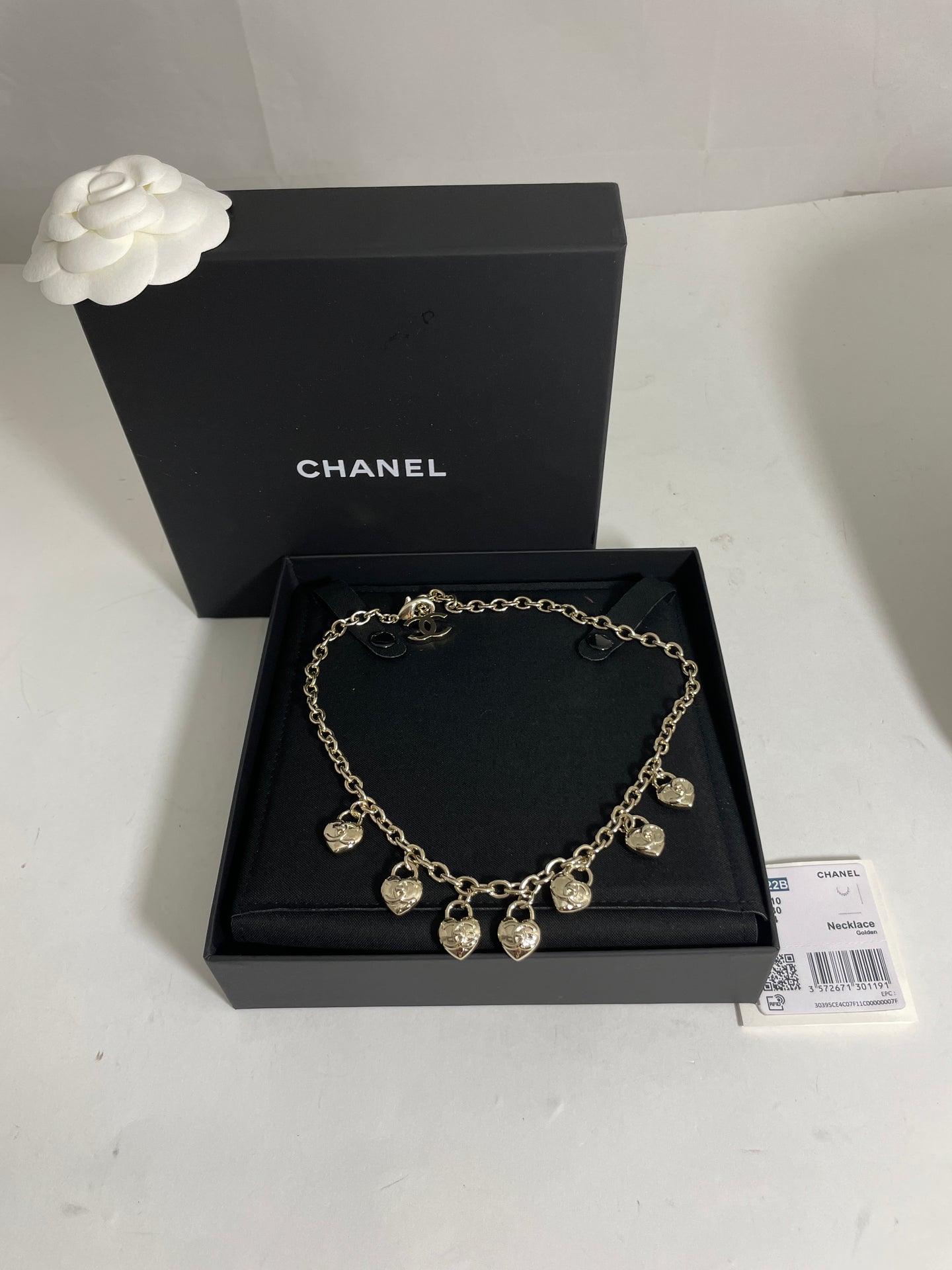 Chanel CC Heart Turn Lock Charm Necklace