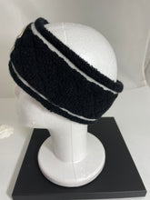 Load image into Gallery viewer, Chanel Black Cashmere With White Trim Headband
