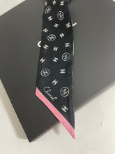 Load image into Gallery viewer, Chanel Pink Black White Twilly Scarf
