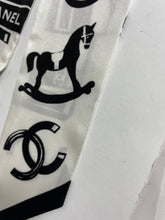 Load image into Gallery viewer, Chanel Black White Twilly Scarf
