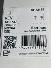 Load image into Gallery viewer, CHANEL NIB CC GOLD SILVER TONE PEARL WITH SMALL PEARL DROP EARRINGS

