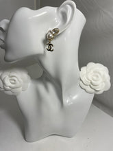Load image into Gallery viewer, Chanel Large 2 Crystal Pearl With Gold Tone CC Drop Earrings
