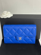 Load image into Gallery viewer, Chanel Blue Caviar Medium Folding Wallet
