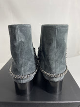 Load image into Gallery viewer, Chanel 19 A Dark Grey CC Suede Calfskin Booties
