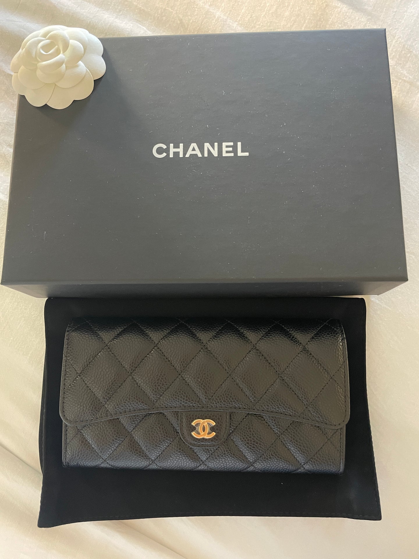 Chanel Black Snap Flap Caviar Wallet