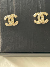 Load image into Gallery viewer, Chanel 22 CC Micro Gold Tone Crystal Earrings
