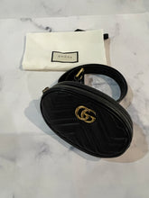 Load image into Gallery viewer, Gucci Black Marmont GG Fanny Belt Bag
