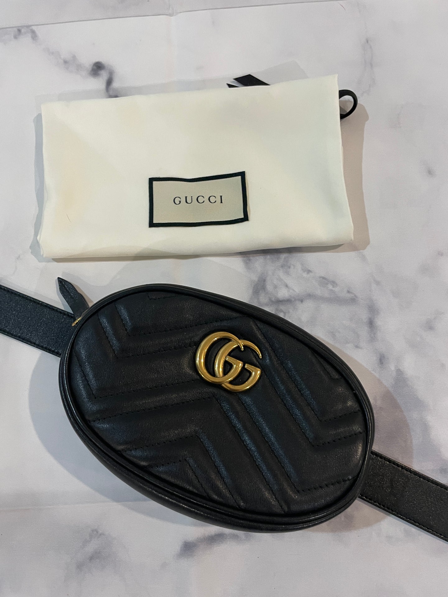 Gucci Black Marmont GG Fanny Belt Bag