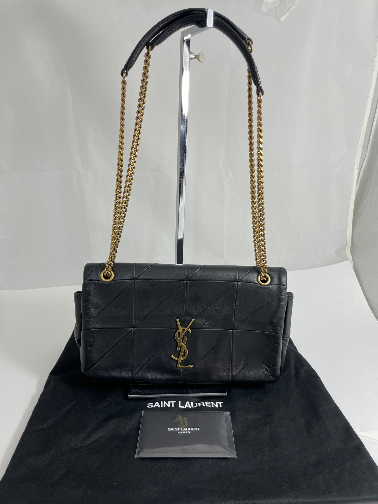 Saint Laurent YSL Black Patchwork Crossbody Bag