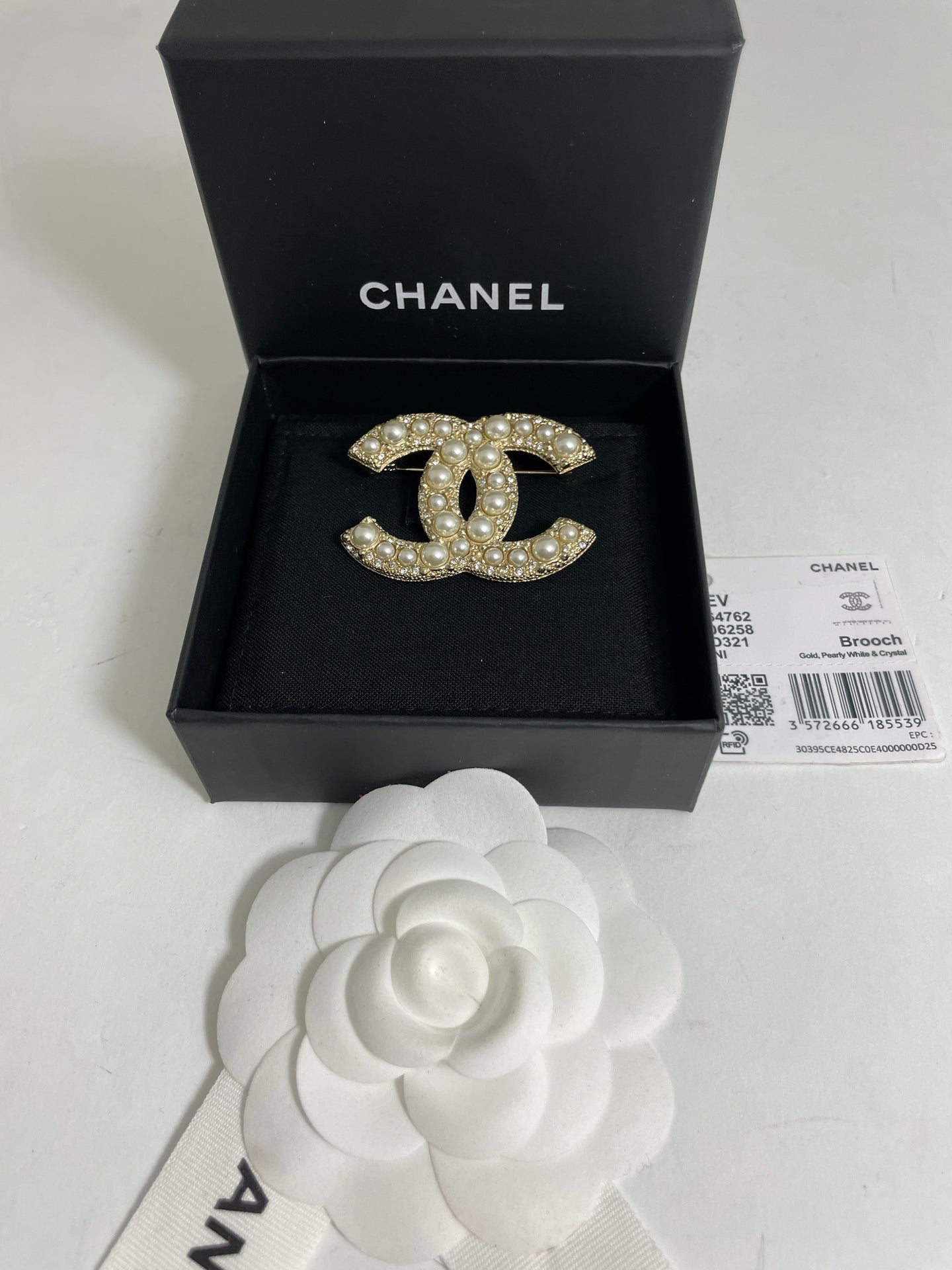 Chanel Pearl Gold Crystal Brooch