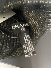 Load image into Gallery viewer, Chanel NWB cashmere blend CC black/gold beanie hat
