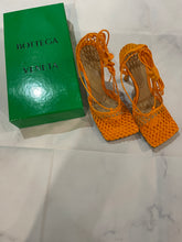 Load image into Gallery viewer, Bottega Veneta Orange Mesh Sandals

