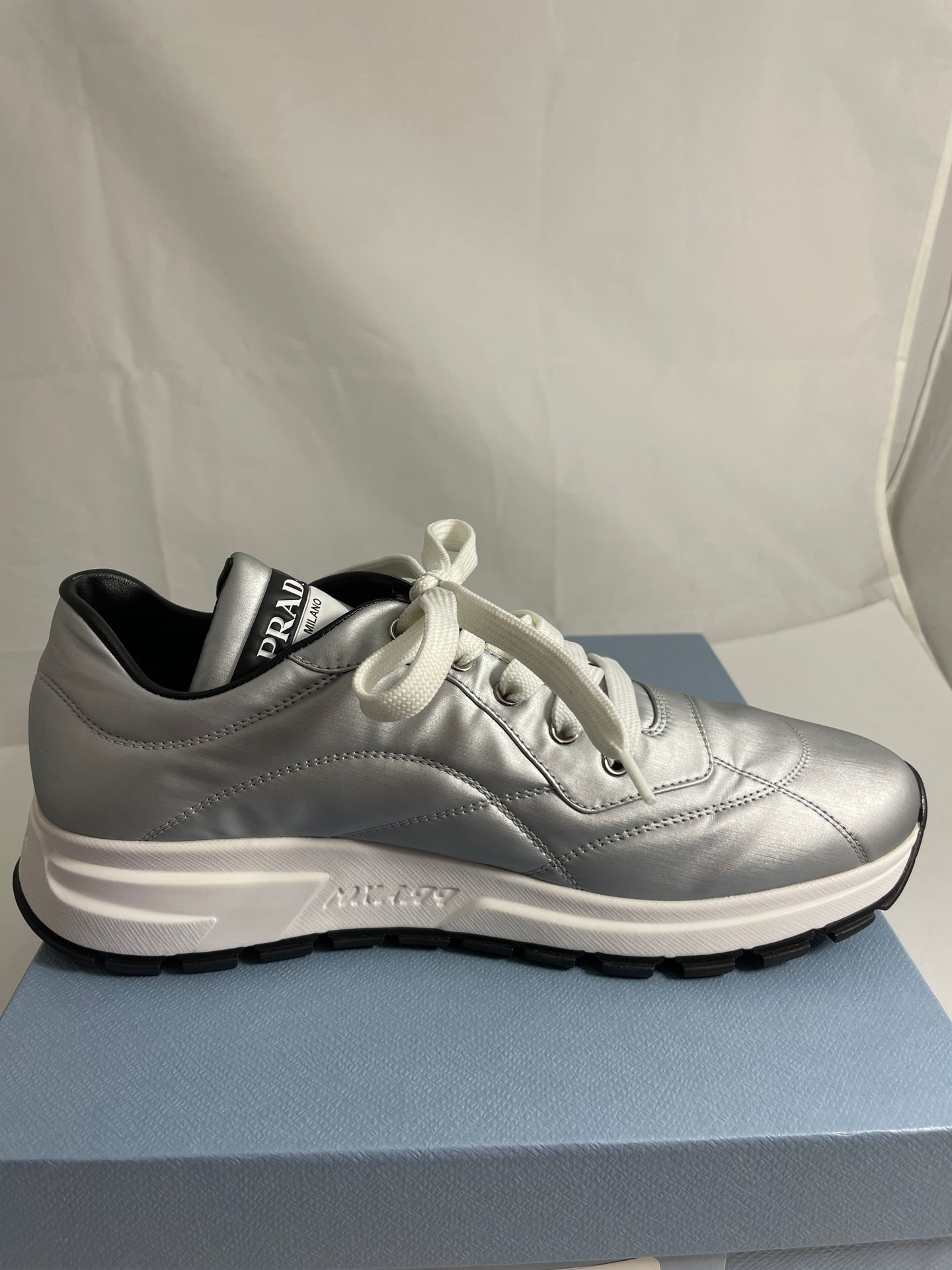 Prada Silver Nylon Sneaker