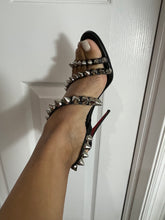 Load image into Gallery viewer, Christian Louboutin Black Leather Spike Sandals

