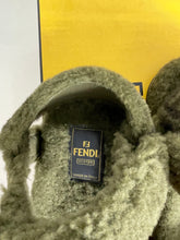 Load image into Gallery viewer, Fendi Shearling Green FF Sandal
