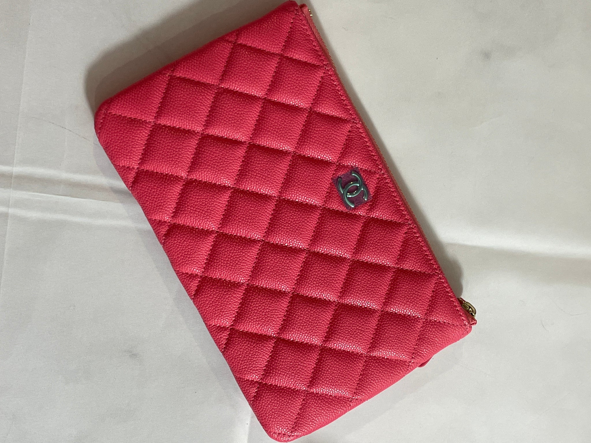 Chanel Pink Quilted O-Case Pouch