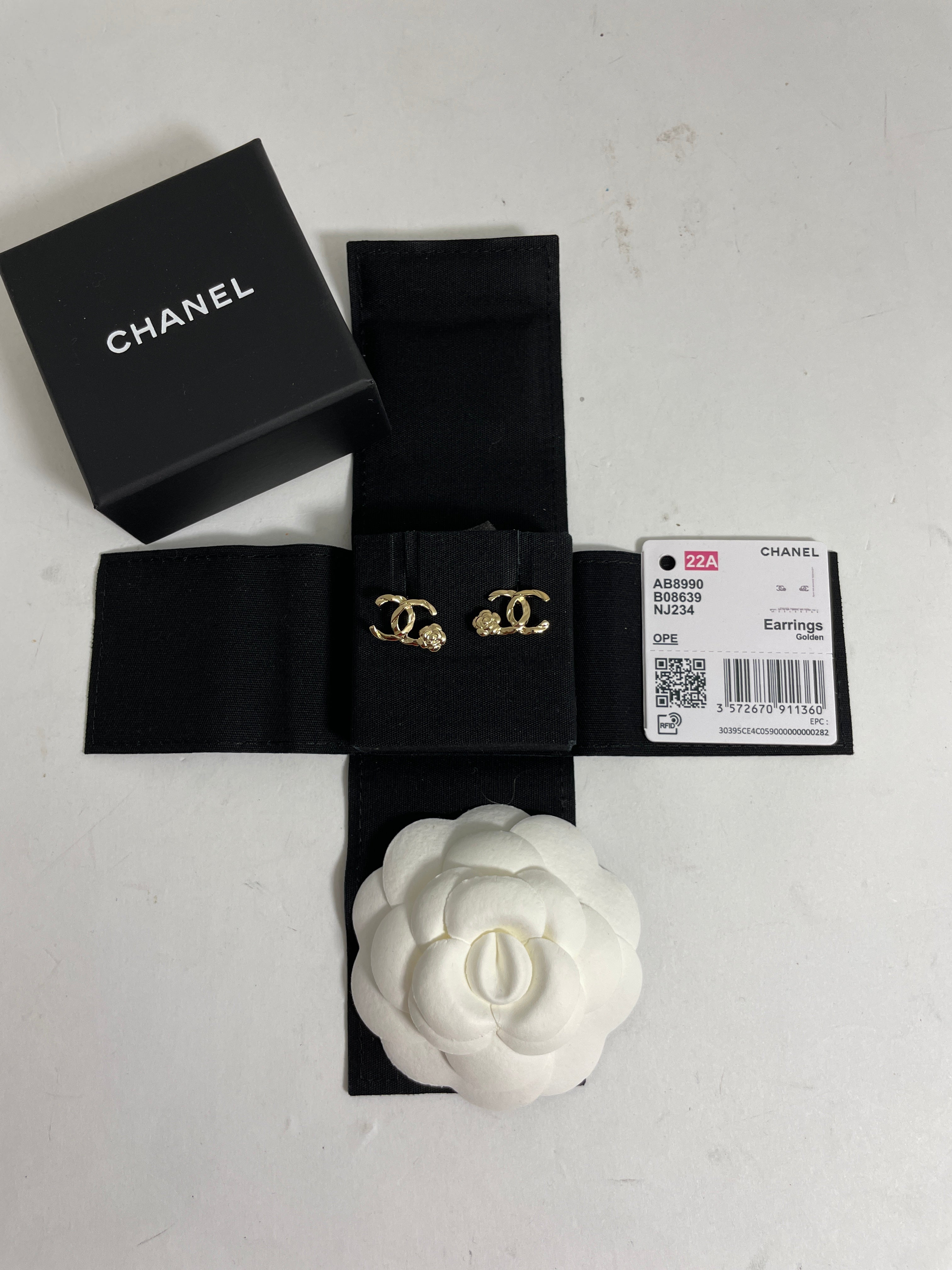 Chanel 22A Camellia Earrings