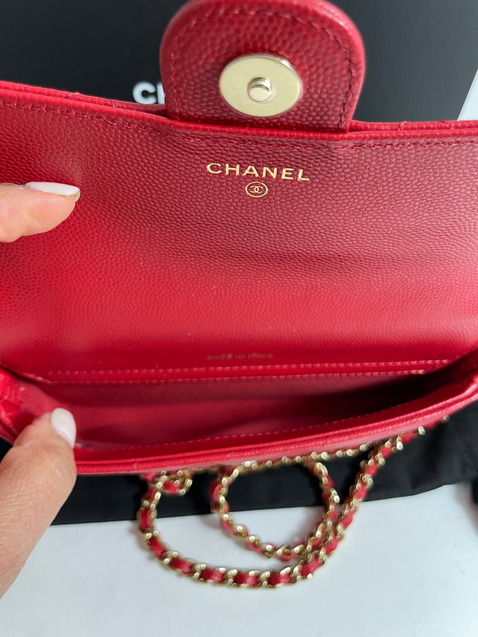 Chanel Classic Red Caviar Phone Holder Woc Small Handbag – The Millionaires  Closet