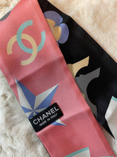 Load image into Gallery viewer, Chanel Black With Pink Multicolor Twilly Scarf
