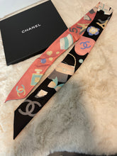 Load image into Gallery viewer, Chanel Black With Pink Multicolor Twilly Scarf
