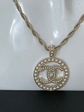 Load image into Gallery viewer, Chanel CC pearl inlay pendant w/ rope necklace NWB
