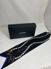 Load image into Gallery viewer, Chanel Blue Black White Pearl Twilly Scarf
