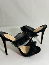 Load image into Gallery viewer, Christian Louboutin Black Suede &amp; Tulle Mules Sandals
