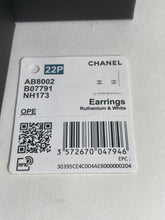 Load image into Gallery viewer, Chanel 22P Ruthenium &amp; White CC Stud Earrings
