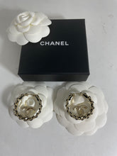 Load image into Gallery viewer, Chanel 22P Gold Hoop Black Leather CC Earrings
