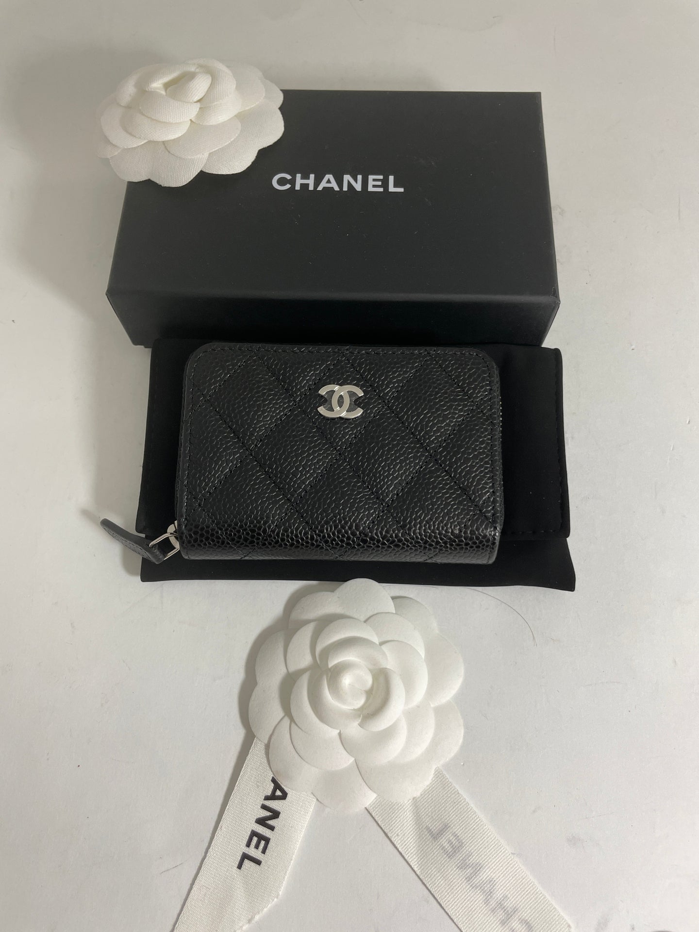 Chanel Black Caviar Zip Wallet