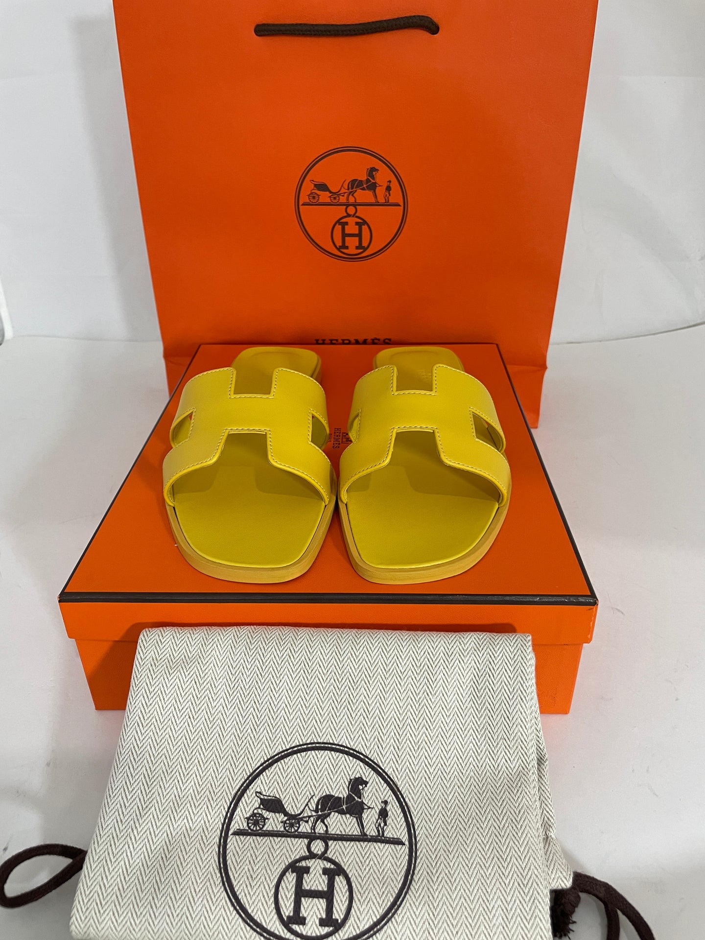 Hermes Oran Yellow Sandals