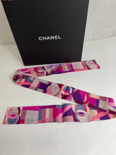 Load image into Gallery viewer, Chanel Pink Purple Beige Twilly Scarf

