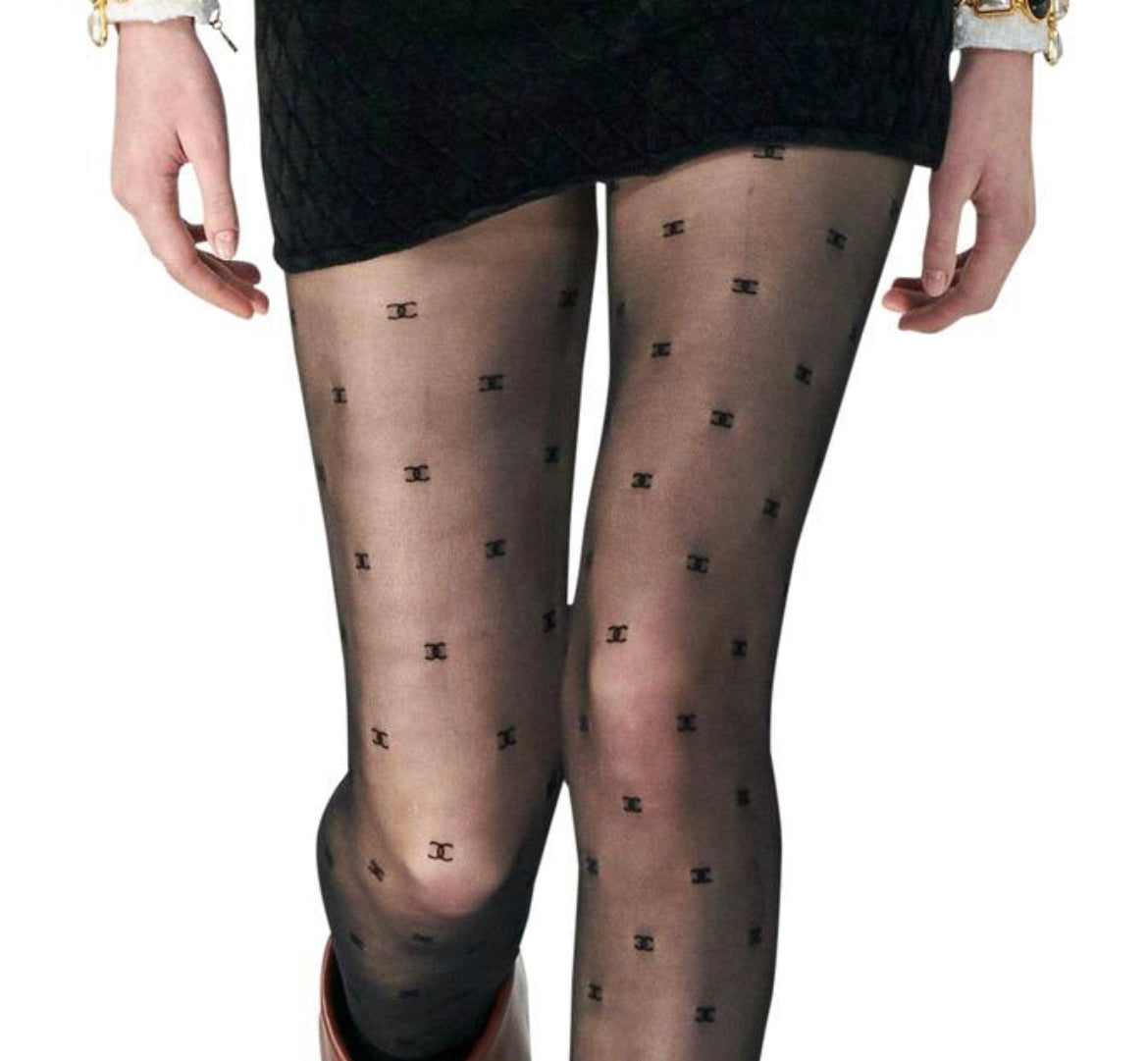 Chanel CC Logo Tights New in Package as seen in Vogue Magazine
