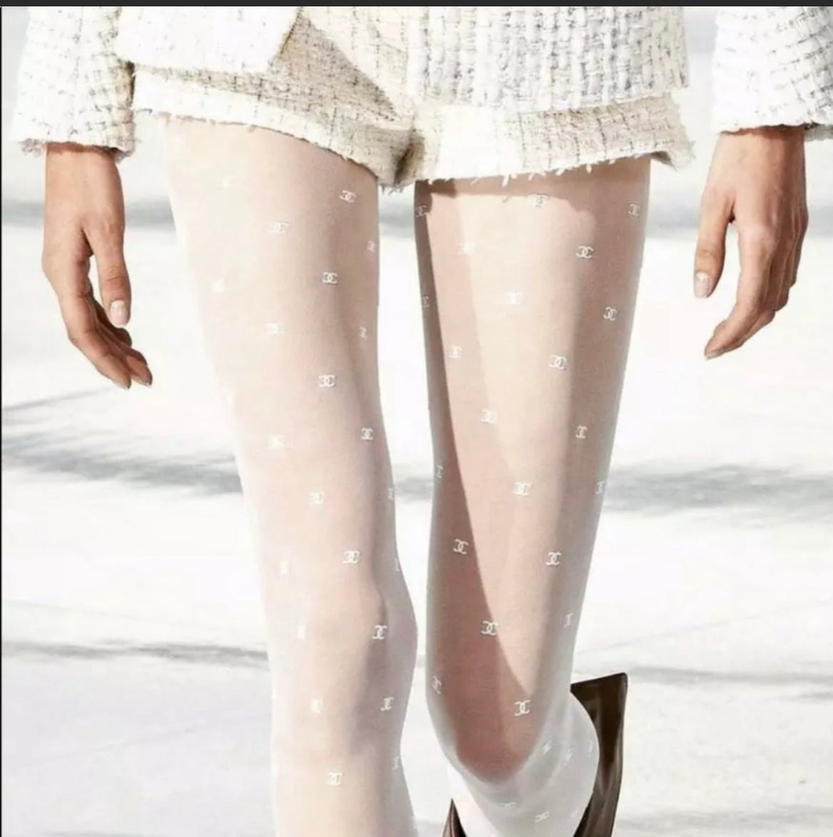 Chanel White CC Runway Tights Hosiery Sold Out Everywhere – The