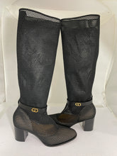 Load image into Gallery viewer, Christian Dior CD Black Empriente Mesh &amp; Leather Boots Size 40.5
