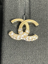 Load image into Gallery viewer, Chanel 22 CC Gold Tone 1/2 Crystal Earrings
