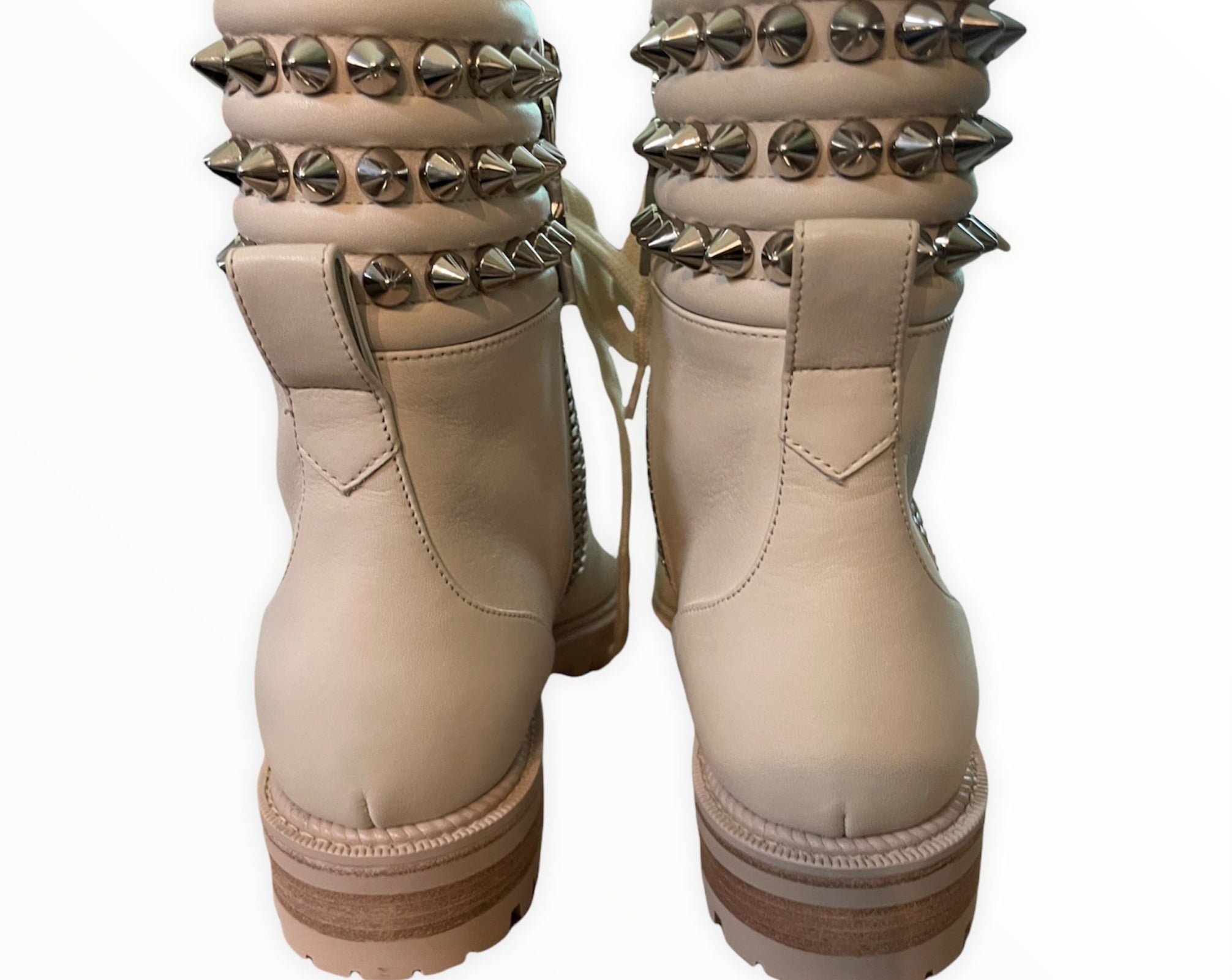 Christian Louboutin Winter White Spike Combat Boots The Millionaires Closet