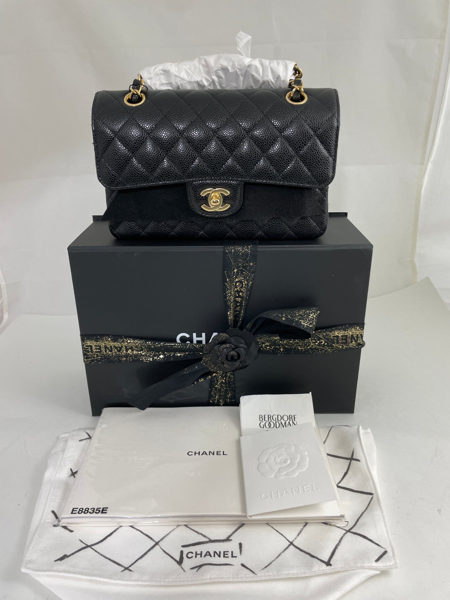 Chanel Classic Black Caviar Double Flap Small Handbag