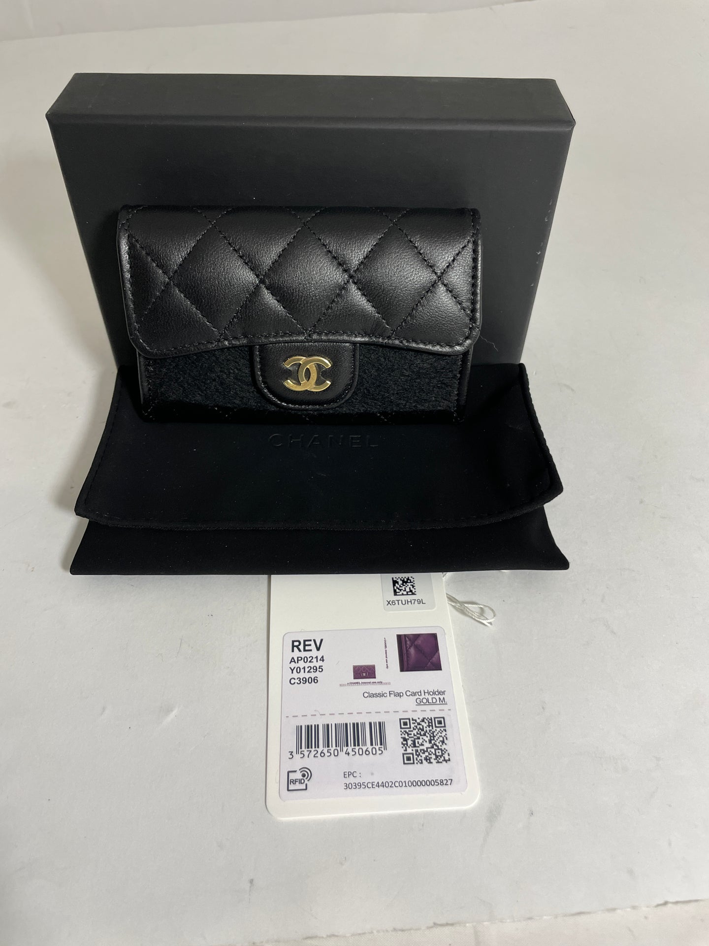 Chanel Black Lambskin CC Card Case